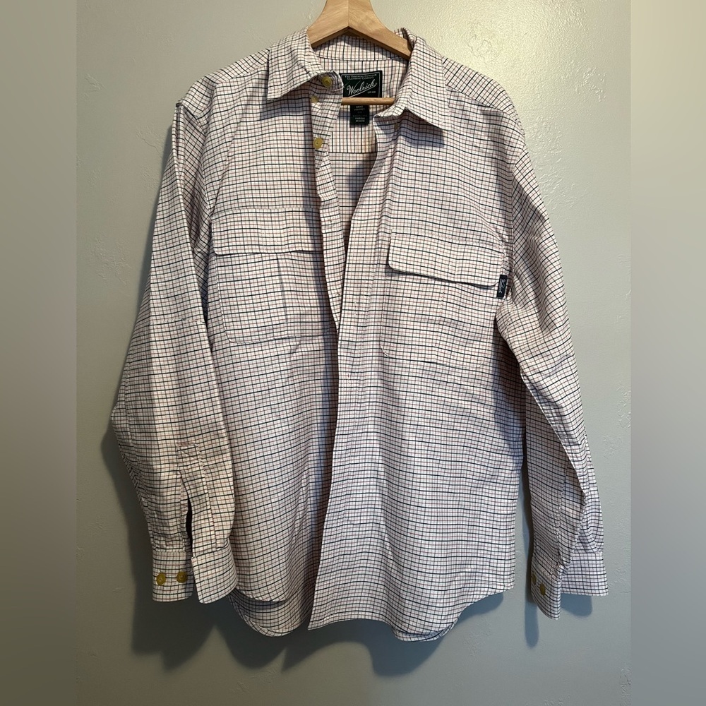 Woolrich White, Red, & Blue Casual Button Down Shirt - Picture 2 of 12